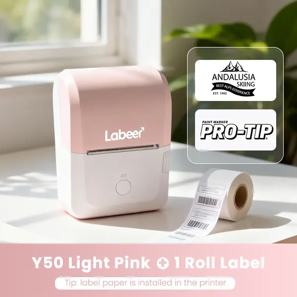 Thermal label printer-2 Inch Mini Label Sticker Printer Came with One Roll White Label(2'' x1.18'')，Multiple Templates for Creative DIY, Small Business,Office,Home,School，App Editing,BPA-Free Thermal Label