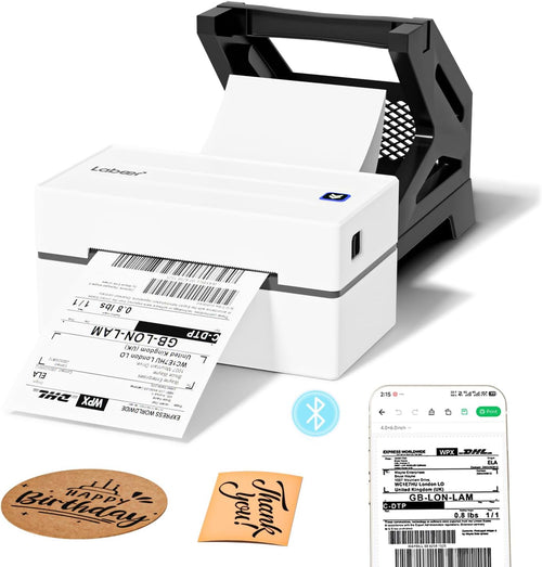 Labeer Label Printer with Holder, 4x6 Wireless Bluetooth Thermal Shipping Label Printer for Small Business, Compatible with iPhone, Android, Windows, Mac, Chromebook, USPS, Shopify
