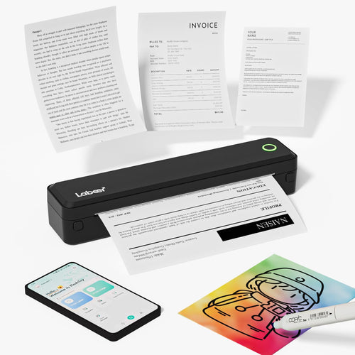 Labeer Portable Wireless Thermal Heat Small Printer 8.5 x 11 Inch Letter A4 Support, Inkless Simple Tiny Mobile Bluetooth Printer for Phone Laptop Travel Home Office
